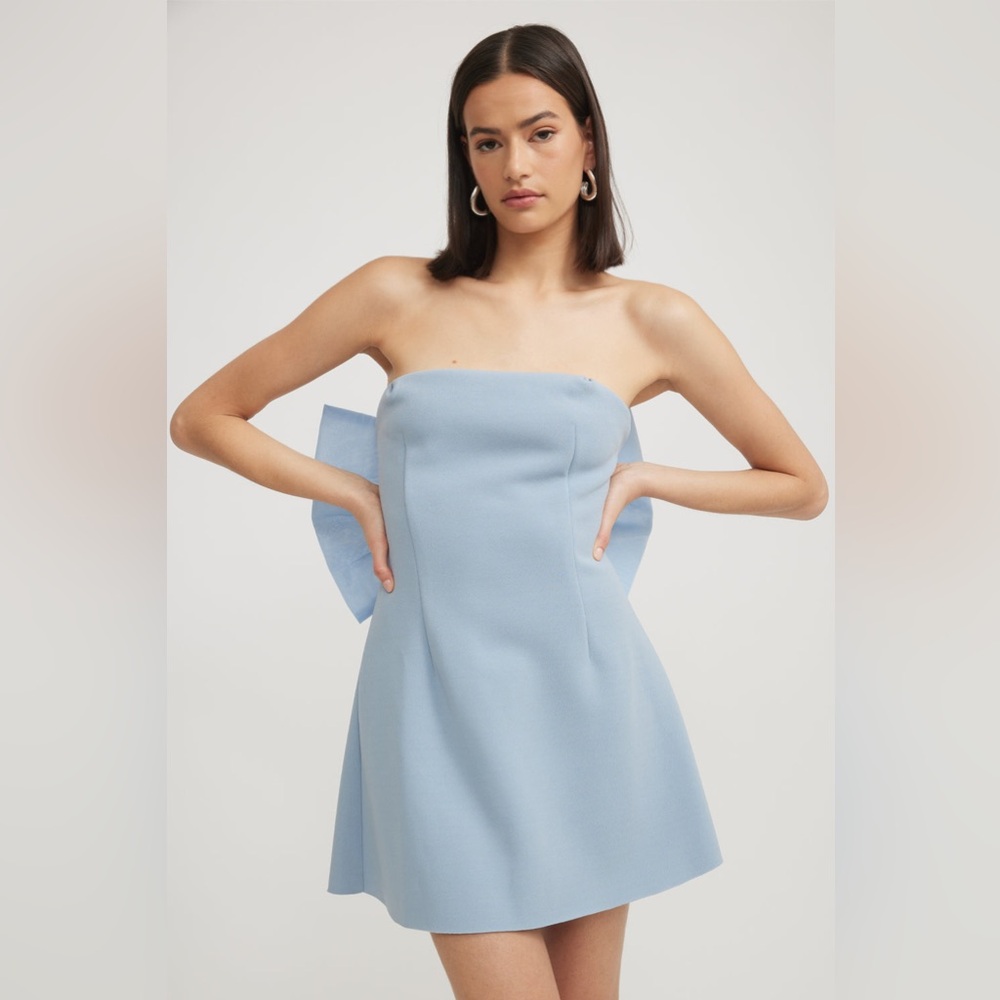 Tojha bow back Blue Strapless Dress nwt - Picture 4 of 9